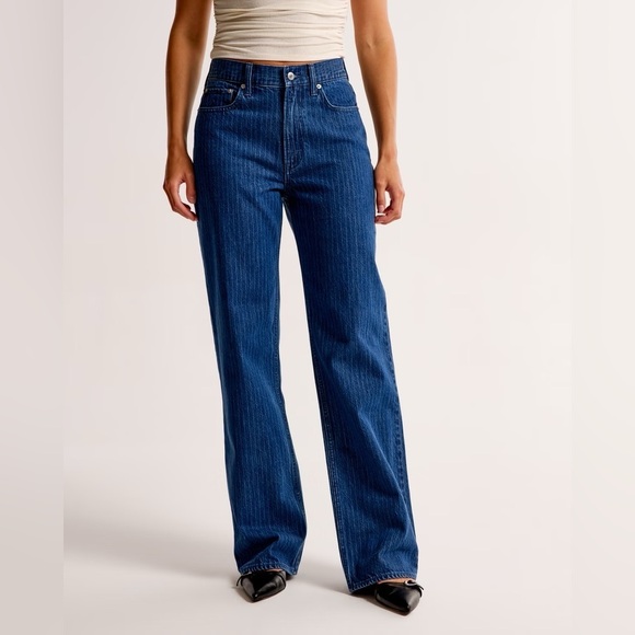 Abercrombie & Fitch Denim - Abercrombie & Fitch The Loose High Rise Relaxed Pinstripe Blue Jeans size 32